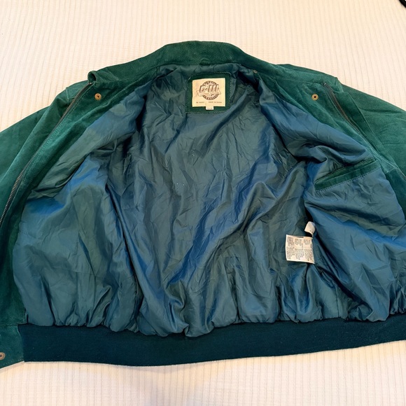 Vintage Global Identify G-lll Green 100% Leather Bomber Jacket Zip Closure Small - Picture 10 of 13